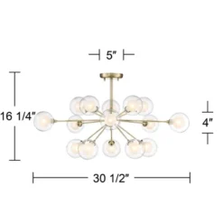 Possini Euro Design Modern Ceiling Light Semi Flush Mount Fixture Sputnik Brass 30 1/2" Wide 15-Light Double Glass Ball Hallway -Home Decoration Sale GUEST 317f6f78 bba3 4e43 bc4e 75fe5664e121
