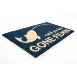 1'4" X 2'4" Catch You Later, Gone Fishin' Indoor/Outdoor Coir Doormat Blue/Beige - Entryways