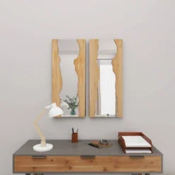 Contemporary Wood Wall Mirror Set Of 2 Brown - Olivia & May -Home Decoration Sale GUEST 351307ea 99d5 4826 bc0d 53692a2181a0