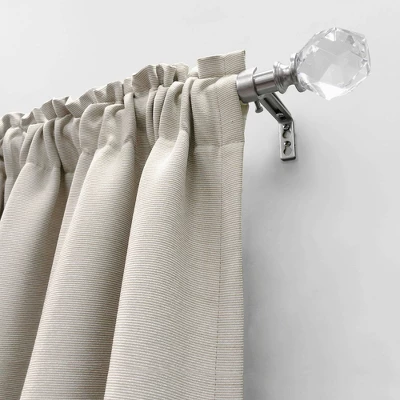 Decorative Drapery Curtain Rod With Faceted Crystal Finials Brushed Nickel - Lumi Home Furnishings 2 Decorative Drapery Curtain Rod With Faceted Crystal Finials Brushed Nickel - Lumi Home Furnishings - Image 2