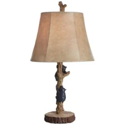 John Timberland Climbing Bears Rustic Accent Table Lamps 22 1/2" High Set Of 2 Brown Faux Wood With USB Charging Port Faux Leather Shade For Desk -Home Decoration Sale GUEST 38e0bcf3 e479 46b5 9cda 4bd12d04d000