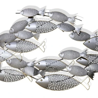 Amaia Pewter School Of Fish Wall Art Silver - StyleCraft 2 Amaia Pewter School Of Fish Wall Art Silver - StyleCraft - Image 2