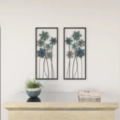 Metal Floral Wall Decor With Black Frame Set Of 2 Gray - Olivia & May -Home Decoration Sale GUEST 39ac043d 0ac3 41ca bfa6 9efdcb8ccba0