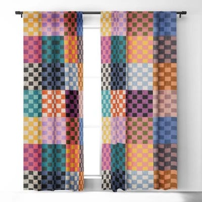 Schatzi Brown Alice Check Multi 84" X 50" Single Panel Blackout Window Curtain - Deny Designs 1 Schatzi Brown Alice Check Multi 84" X 50" Single Panel Blackout Window Curtain - Deny Designs