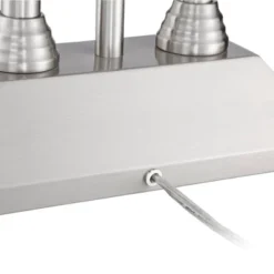 Possini Euro Design Dexter Modern Table Lamp 26" High Brushed Nickel With USB And AC Power Outlet In Base LED Reading Light White Shade For Home Desk -Home Decoration Sale GUEST 3a8c872a a116 4033 b7b4 911a917e8042