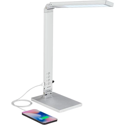 360 Lighting Jett Modern Desk Lamp 16 1/2" High Silver With USB Port And Nightlight LED Dimmer Touch On Off For Bedroom Bedside Nightstand Family Home 2 360 Lighting Jett Modern Desk Lamp 16 1/2" High Silver With USB Port And Nightlight LED Dimmer Touch On Off For Bedroom Bedside Nightstand Family Home - Image 2
