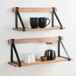 24" X 9" (Set Of 2) Willmann Wood Decorative Wall Shelf Set Rustic Brown/Black - Kate & Laurel All Things Decor -Home Decoration Sale GUEST 3ad0980c 8fb7 49e3 9f9a 8e1aca321484