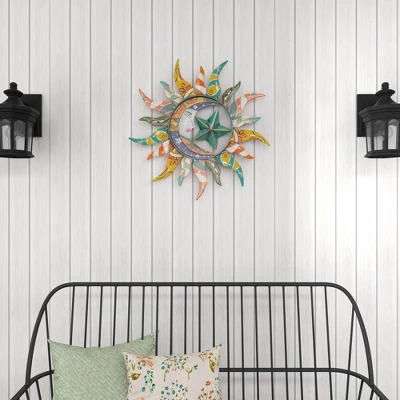 Metal Sun And Moon Indoor Outdoor Iron Wall Decor With Abstract Patterns - Olivia & May 4 Metal Sun And Moon Indoor Outdoor Iron Wall Decor With Abstract Patterns - Olivia & May - Image 4