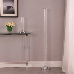 13" Novelty Metal Tube Table Lamp (Includes LED Light Bulb) Silver - Ore International -Home Decoration Sale GUEST 3b718c84 e7b3 4bc6 9b43 d011bdff1206