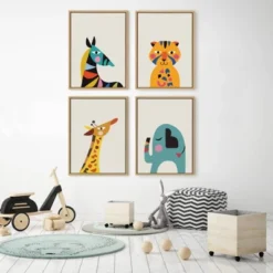 18" X 24" Sylvie Mid Century Modern Baby Tiger Framed Canvas Wall Art By Rachel Lee Natural - Kate And Laurel -Home Decoration Sale GUEST 3be3d563 792b 4884 8cf2 ca0900883ff8 1