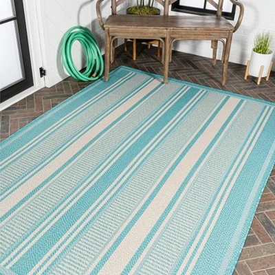 Haynes Modern Double Stripe Indoor/Outdoor Area Rug - JONATHAN Y 4 Haynes Modern Double Stripe Indoor/Outdoor Area Rug - JONATHAN Y - Image 4