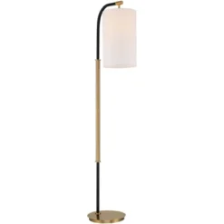 Possini Euro Design Sausalito Mid Century Modern Downbridge Floor Lamp 67" Tall Warm Gold Black Metal Linen Cylinder Shade For Living Room Reading -Home Decoration Sale GUEST 3bf9f407 266b 44e5 967a ea8d12b8c2cd