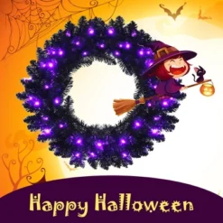 Costway 24inch Pre-lit Christmas Halloween Wreath Black W/ 35 Purple LED Lights 16 Costway 24inch Pre-lit Christmas Halloween Wreath Black W/ 35 Purple LED Lights -Home Decoration Sale GUEST 3c89622f d273 4e9a 8ccd 27814afb77f3