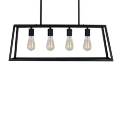 30" Industrial 4-Light Rectangular Island Chandelier (Includes LED Light Bulb) Matte Black - Cresswell Lighting -Home Decoration Sale GUEST 3c9d2b15 6af9 4307 a18a 3e1b2581f127