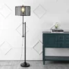 64.5" Noah Modern Industrial Iron Height-Adjustable LED Floor Lamp Black (Includes LED Light Bulb) - JONATHAN Y