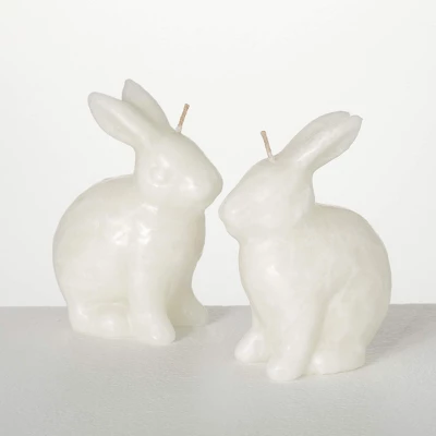 4.75"H Sullivans White Bunny Candle - Set Of 2, White 3 4.75"H Sullivans White Bunny Candle - Set Of 2, White - Image 3