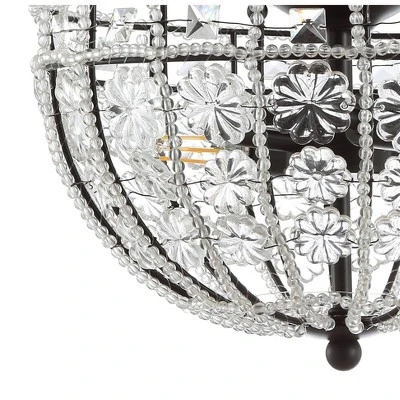 12" LED Metal/Acrylic Crystal Flower Semi Flush Mount Black/Clear - Jonathan Y 3 12" LED Metal/Acrylic Crystal Flower Semi Flush Mount Black/Clear - Jonathan Y - Image 3