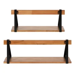 24" X 9" (Set Of 2) Willmann Wood Decorative Wall Shelf Set Rustic Brown/Black - Kate & Laurel All Things Decor -Home Decoration Sale GUEST 3eb27161 ecea 4494 9e98 8d16e31a899b