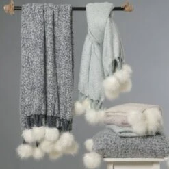 60"x50" Faux Mohair Pom Poms Decorative Throw - Freshmint -Home Decoration Sale GUEST 3fab55ca 9722 4035 af97 0cda6631c1b4