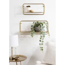 21" X 10" (Set Of 2) Emerline Decorative Wall Shelves Set Gold - Kate & Laurel All Things Decor -Home Decoration Sale GUEST 3fc64513 59ca 4b49 8613 c17b12926a5f