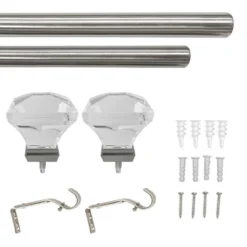 Decorative Drapery Curtain Rod With Acrylic Square Finials Brushed Nickel - Lumi Home Furnishings -Home Decoration Sale GUEST 4124e83e 51a0 4304 9007 9ab2fd112426