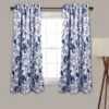 Home Boutique Cynthia Jacobean Light Filtering Window Curtain Panels Blue 52X63+2 Set