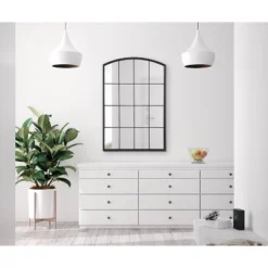 24" X 36" Forsyth Windowpane Arch Mirror Black - Kate & Laurel All Things Decor -Home Decoration Sale GUEST 41b875d1 e621 4a7e 984c b4d1c3e6758e