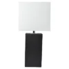 Leather Table Lamp With USB And Fabric Shade Black - Elegant Designs
