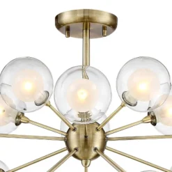 Possini Euro Design Modern Ceiling Light Semi Flush Mount Fixture Sputnik Brass 30 1/2" Wide 15-Light Double Glass Ball Hallway -Home Decoration Sale GUEST 431beddf 6c5b 4cd2 85aa 5ca719f915b6