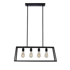 30" Industrial 4-Light Rectangular Island Chandelier (Includes LED Light Bulb) Matte Black - Cresswell Lighting -Home Decoration Sale GUEST 43a0f1e7 dbf5 4b94 b5c2 2199a1c9425e