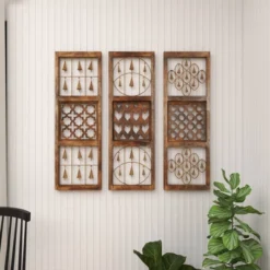 Wood Geometric Intricately Carved Wall Decor With Bells Set Of 3 Brown - Olivia & May 30 Wood Geometric Intricately Carved Wall Decor With Bells Set Of 3 Brown - Olivia & May -Home Decoration Sale GUEST 453a4d65 4ef4 48f1 88ce 71e41e3cffd2