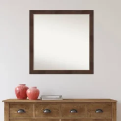 29" X 29" Non-Beveled Wildwood Brown Narrow Bathroom Wall Mirror - Amanti Art -Home Decoration Sale GUEST 47f1ade1 fe75 4904 8790 da02b7580077