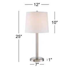 360 Lighting Camile Modern Table Lamps 25" High Set Of 2 Brushed Nickel With Table Top Dimmers USB Charging Port Off White Drum Shade For Office Desk -Home Decoration Sale GUEST 4834b278 013c 4614 b210 0838bf7afeb4