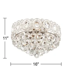 Vienna Full Spectrum Moira Vintage Ceiling Light Flush Mount Fixture 16" Wide Satin Nickel 6-Light Clear Crystal Balls For Bedroom Kitchen Living Room -Home Decoration Sale GUEST 4900b584 2720 444e 9503 c33ad1b7d94d