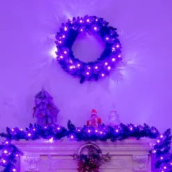Costway 24inch Pre-lit Christmas Halloween Wreath Black W/ 35 Purple LED Lights 17 Costway 24inch Pre-lit Christmas Halloween Wreath Black W/ 35 Purple LED Lights -Home Decoration Sale GUEST 4eb79c5b 07d1 4a54 83c0 253d6ec48a7a