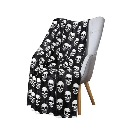 Kate Aurora Oversized Halloween Spooky Skeleton Skulls Plush Fleece Throw Accent Blanket - 50 In. W X 70 In. L 1 Kate Aurora Oversized Halloween Spooky Skeleton Skulls Plush Fleece Throw Accent Blanket - 50 In. W X 70 In. L