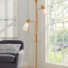 Possini Euro Design Modern Torchiere Floor Lamp With Side Lights 71" Tall Warm Gold Frosted Glass Shade For Living Room House