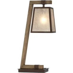 Franklin Iron Works Tribeca Rustic Farmhouse Table Lamp 25" High Metal With USB Charging Port Light Mica Drum Shade For Bedroom Living Room Bedside -Home Decoration Sale GUEST 519f1b6f 8b62 4774 9a3a c67f35fd62b6