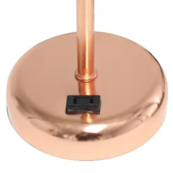 19.5" Bedside Power Outlet Base Metal Table Desk Lamp Rose Gold With White Fabric Shade - Creekwood Home -Home Decoration Sale GUEST 52d88379 d4df 4749 93fc be1998fd581b