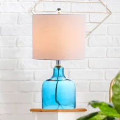 19" Glass Gemma Bell Table Lamp Moroccan (Includes LED Light Bulb) Blue - JONATHAN Y -Home Decoration Sale GUEST 554762e3 bc81 40cf b504 d3bb819bf49f