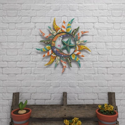 Metal Sun And Moon Indoor Outdoor Iron Wall Decor With Abstract Patterns - Olivia & May 1 Metal Sun And Moon Indoor Outdoor Iron Wall Decor With Abstract Patterns - Olivia & May