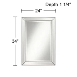 Uttermost Roseau Rectangular Vanity Wall Mirror Modern Beveled Silver Pewter Beaded Border Frame 24" Wide Bathroom Bedroom Living Room House Entryway -Home Decoration Sale GUEST 55a487d6 0b6f 4a82 ad04 e155d4ef5ce2