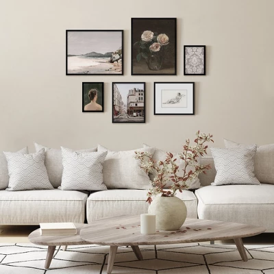 Americanflat 6 Piece Vintage Gallery Wall Art Set - Three Pink Roses, Brazillian Beachscape Street Corner Reclining Woman By Maple + Oak 1 Americanflat 6 Piece Vintage Gallery Wall Art Set - Three Pink Roses, Brazillian Beachscape Street Corner Reclining Woman By Maple + Oak