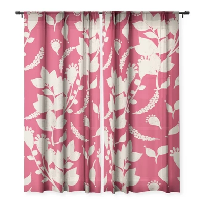 Viviana Gonzalez Floral Magenta Vibes Single Panel Sheer Window Curtain - Deny Designs 2 Viviana Gonzalez Floral Magenta Vibes Single Panel Sheer Window Curtain - Deny Designs - Image 2