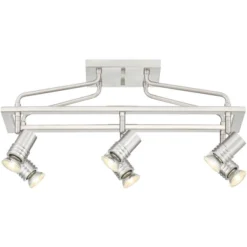 Pro Track Sven 6-Head LED Ceiling Track Light Fixture Kit Spot Light GU10 Silver Brushed Nickel Finish Metal Modern Cage Kitchen Bathroom 22" Wide -Home Decoration Sale GUEST 5735e566 32f4 47e6 aca3 7e42545ad81c