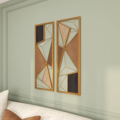 Modern Metal Abstract Wall Decor Set Of 2 Brown - CosmoLiving By Cosmopolitan 4 Modern Metal Abstract Wall Decor Set Of 2 Brown - CosmoLiving By Cosmopolitan - Image 4