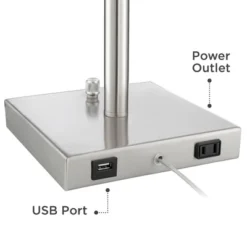 360 Lighting Andre Modern Table Lamps Set Of 2 With Square Risers 28 1/4" Tall Silver Metal USB And AC Power Outlet In Base White Drum Shade For Desk 8 360 Lighting Andre Modern Table Lamps Set Of 2 With Square Risers 28 1/4" Tall Silver Metal USB And AC Power Outlet In Base White Drum Shade For Desk -Home Decoration Sale GUEST 57bc90ae 4754 452e 8252 1c0994a43377