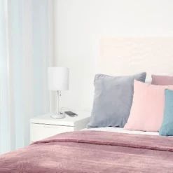 19.5" Bedside USB Port Feature Metal Table Desk Lamp White With Fabric Shade - Creekwood Home -Home Decoration Sale GUEST 57bfe3b0 270e 4259 afb5 082ac2f25a92