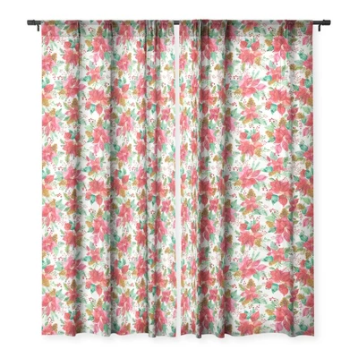 Ninola Design Poinsettia Holiday Flowers Single Panel Sheer Window Curtain - Deny Designs 2 Ninola Design Poinsettia Holiday Flowers Single Panel Sheer Window Curtain - Deny Designs - Image 2