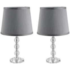 HOMCOM Crystallite Modern Table Lamps For Bedroom Set Of 2, Bedside Desk Lamp For Home Office, Living Room Lamp Set With Fabric Lampshades, Gray -Home Decoration Sale GUEST 59471cc5 4cab 4481 89d2 e6f363cc498e